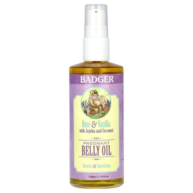 

Badger Company, Pregnant Belly Oil, Rose & Vanilla, 4 fl oz (118 ml)