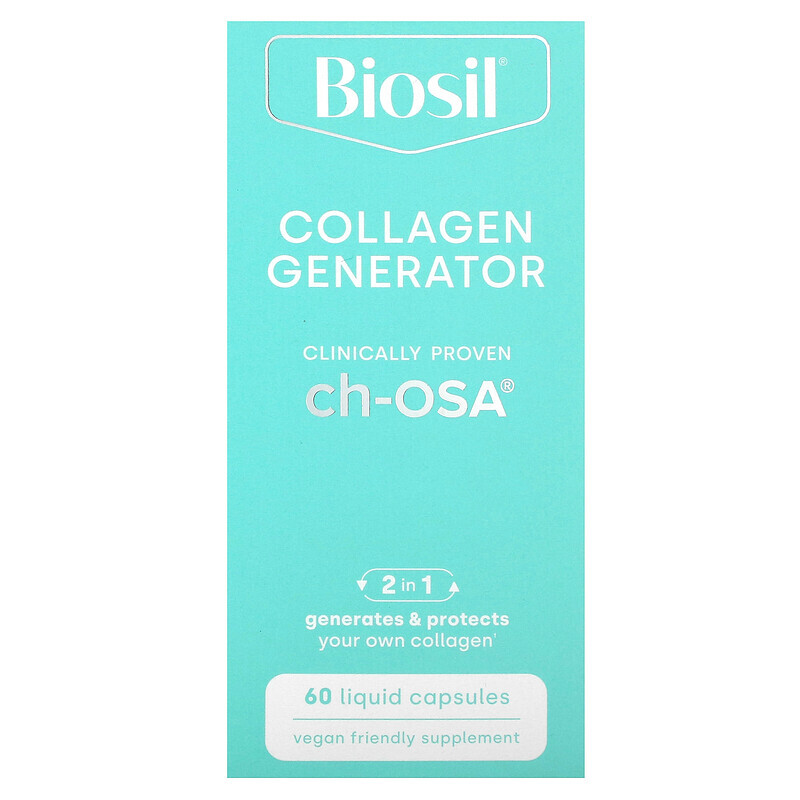 BioSil, Advanced Collagen Generator, средство для стимулирования производства коллагена, 60 маленьких веганских капсул