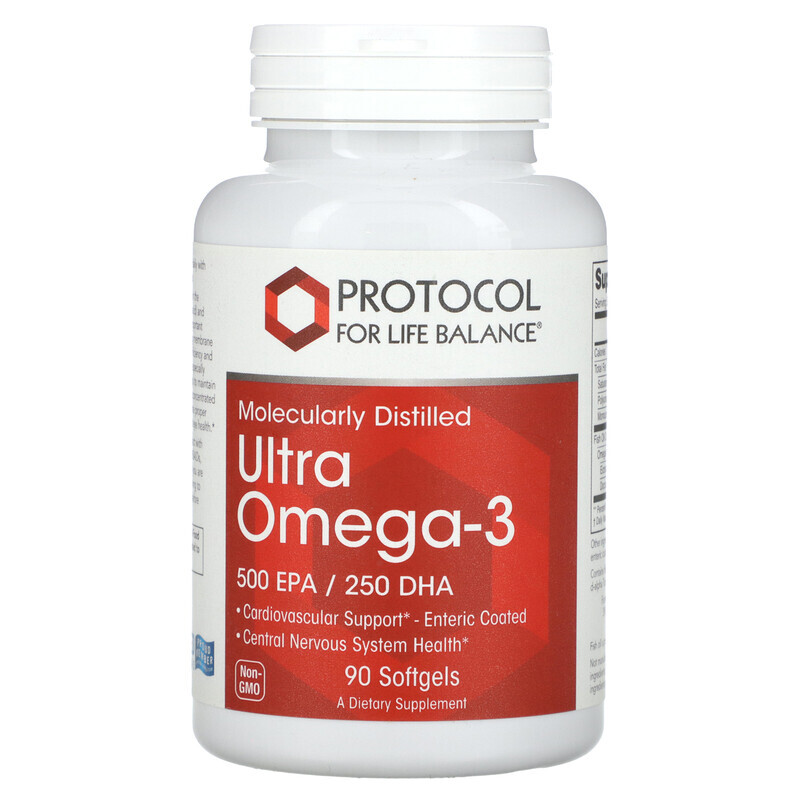 

Protocol for Life Balance, Ultra Omega-3, 500 ЭПК / 250 ДГК, 90 мягких таблеток