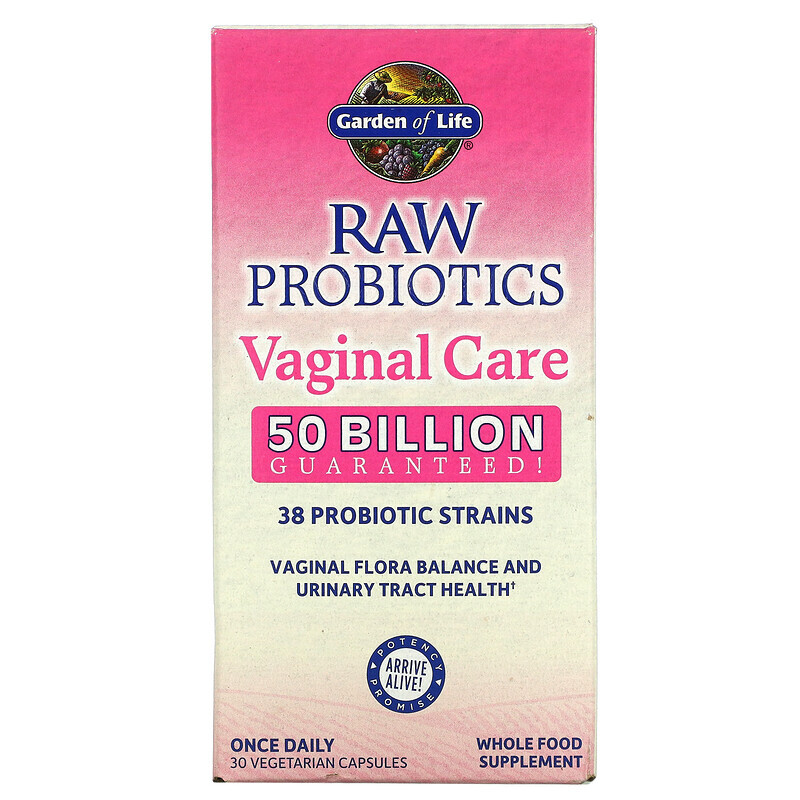 

Garden of Life, RAW Probiotics, для восстановления микрофлоры влагалища, 50 млрд, 30 вегетарианских капсул