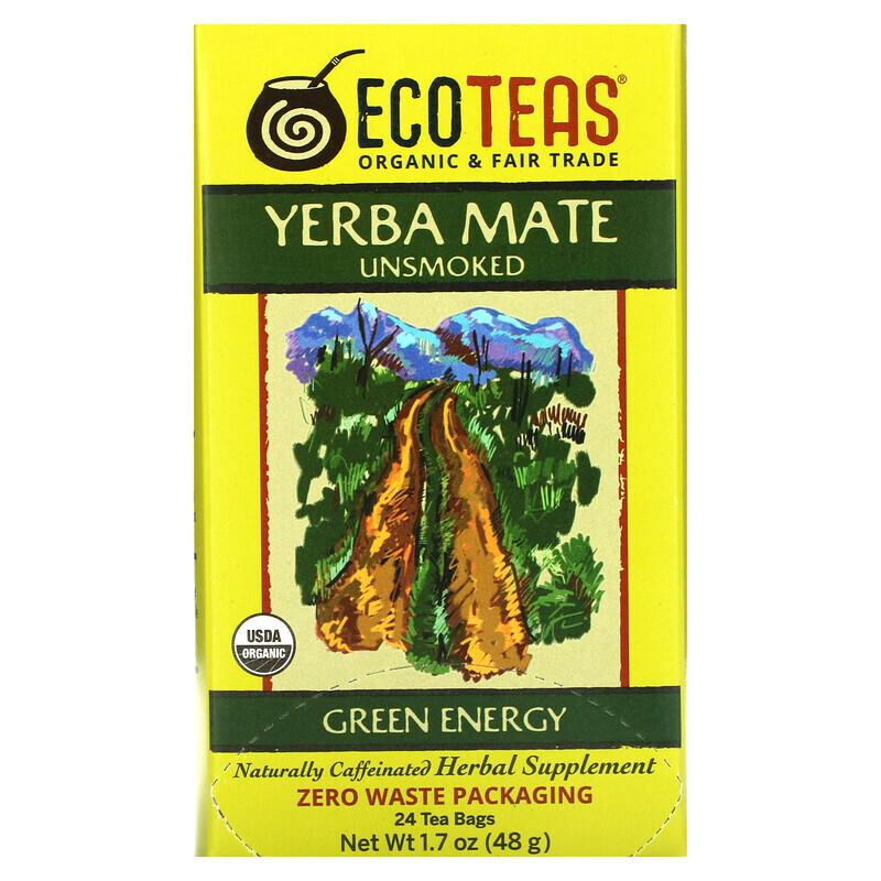 

EcoTeas, Yerba Mate, некопченный, зеленая энергия, 24 чайных пакетика, 48 г (1,7 унции)