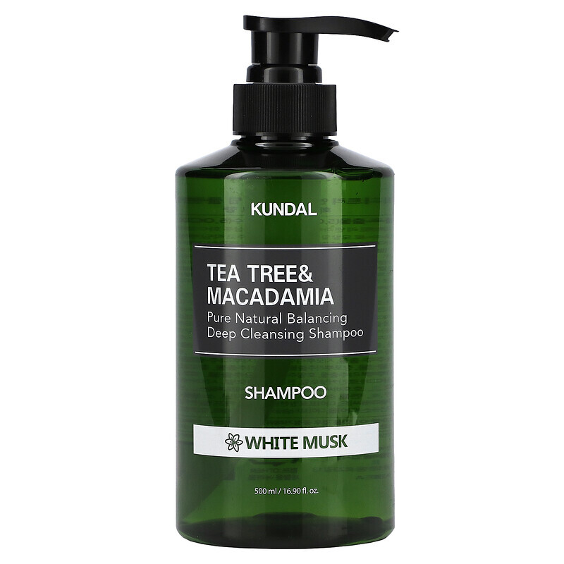 

Kundal, Tea Tree & Macadamia, шампунь, белый мускус, 500 мл (16,9 жидк. Унции)