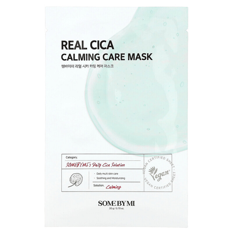 SOME BY MI, Real Cica, успокаивающая косметическая маска, 1 шт., 20 г (0,7 унции)
