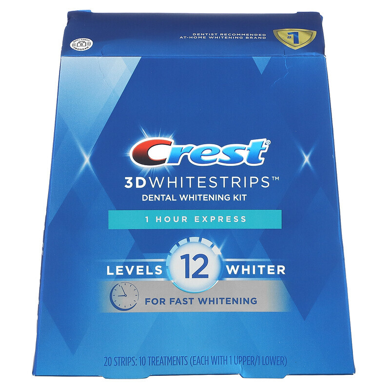 

Crest, 3D Whitestrips, набор для отбеливания зубов, 1 час экспресс, 20 полосок