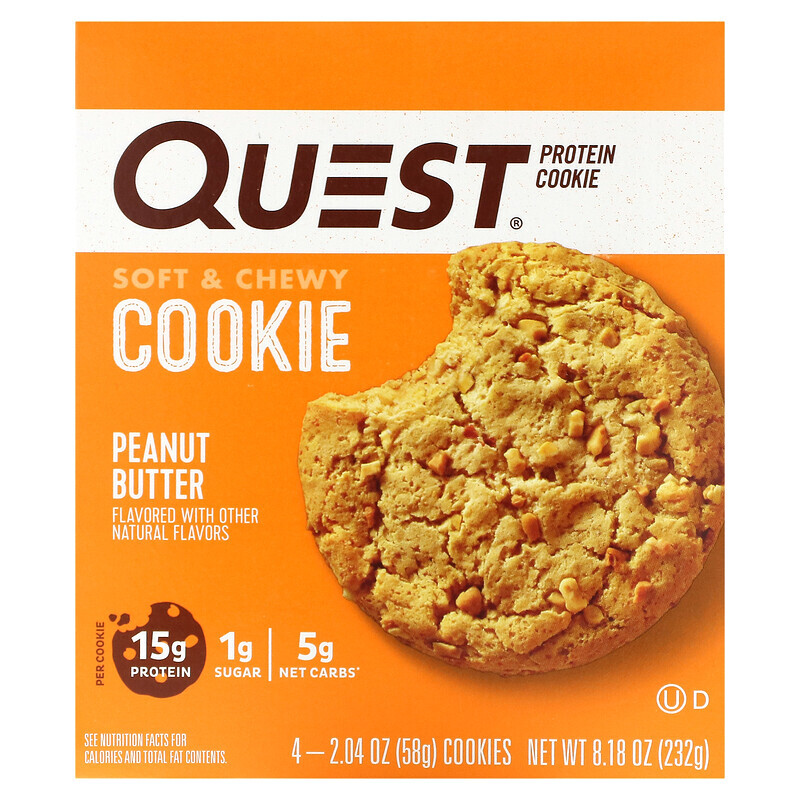 

Quest Nutrition, Protein Cookie, арахисовая паста, 4 пакетика по 58 г (2,04 унции)