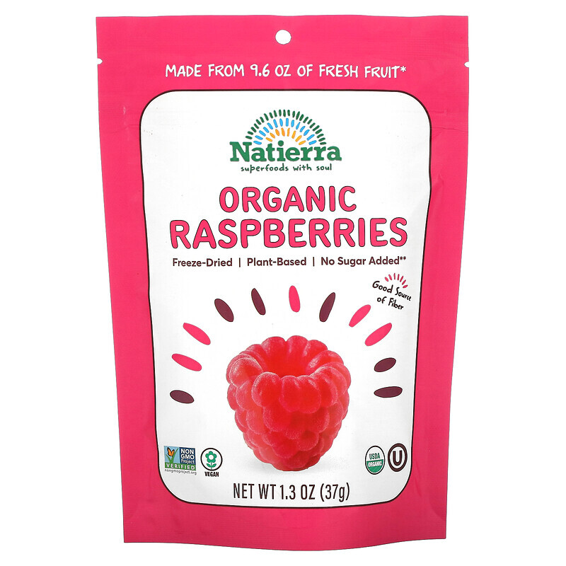 

Natierra, Organic Freeze-Dried, Raspberries, 1.3 oz (37 g)