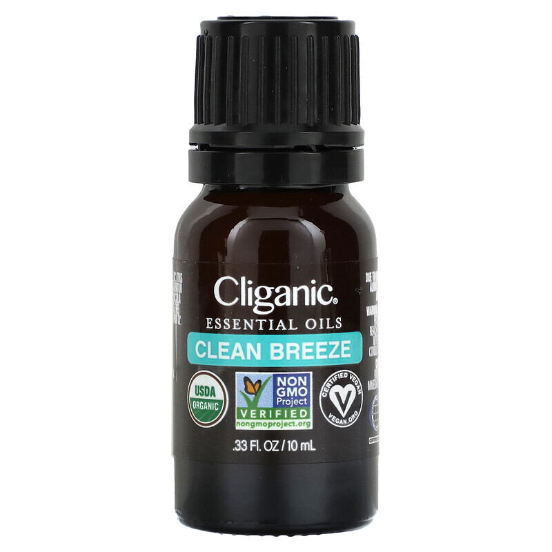 

Cliganic, Смесь эфирных масел, Clean Breeze, 10 мл (0,33 унции)