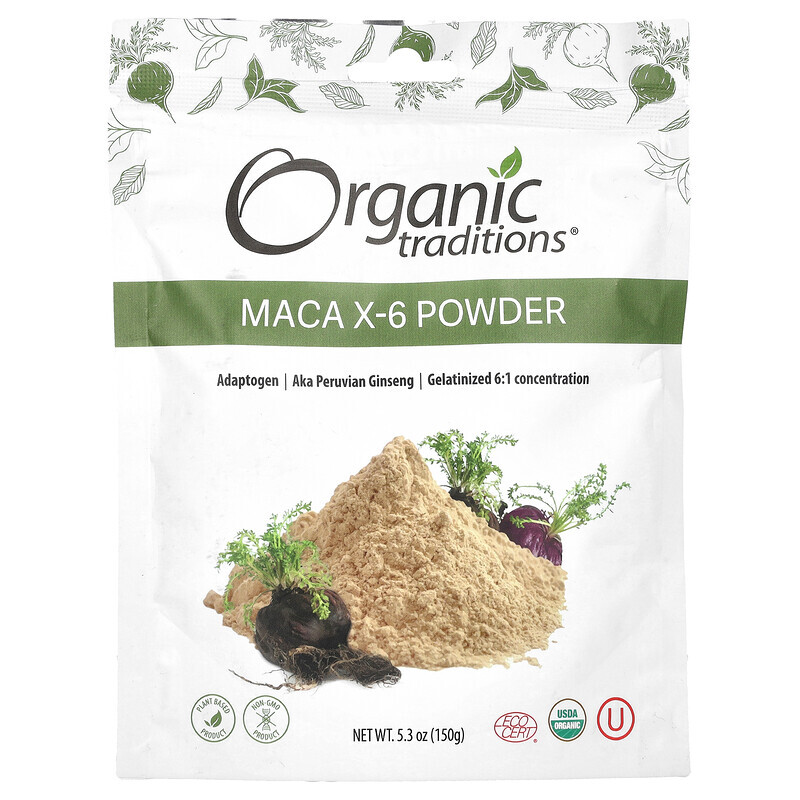 

Organic Traditions, Maca X-6, черная и красно-фиолетовая, 150 г (5,3 унции)