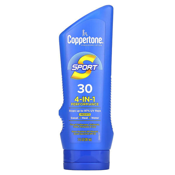 

Coppertone, Sport, солнцезащитный лосьон, эффективность 4-в-1, SPF 30, 207 мл (7 жидк. Унций)