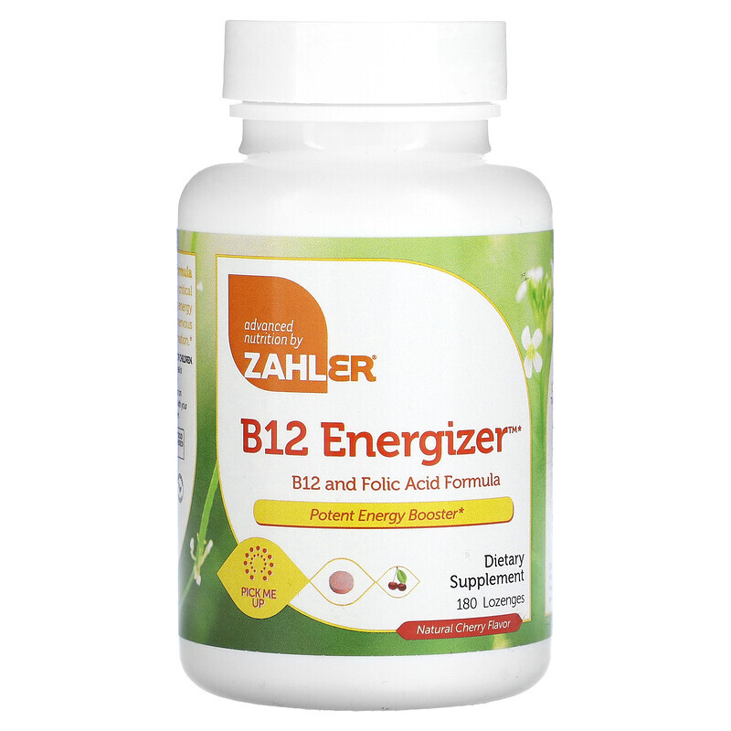 

Zahler, B12 Energizer, витамин B12 и фолиевая кислота, натуральная вишня, 180 пастилок