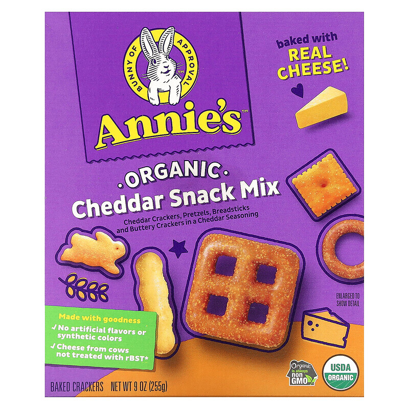 Annie's Homegrown, Смесь органических закусок с чеддером, 255 г (9 унций)