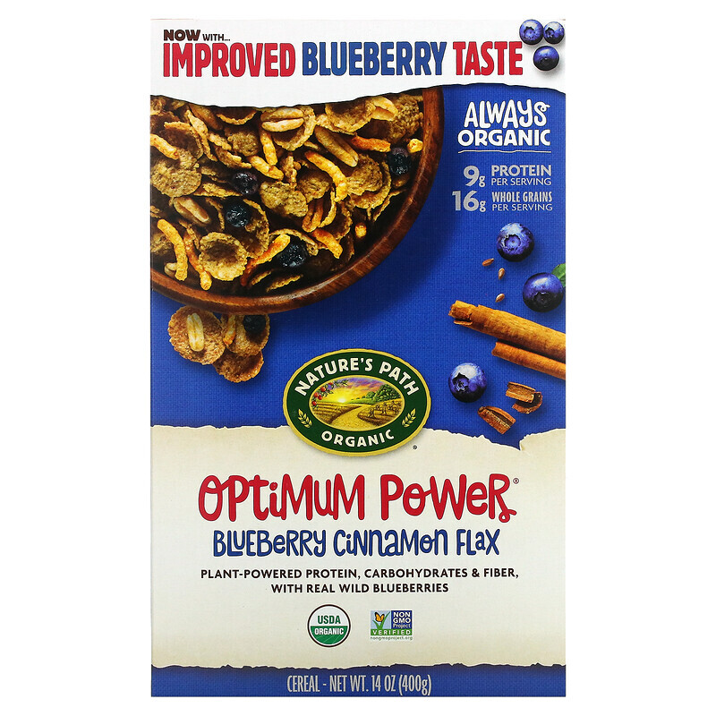 Nature's Path, Organic Optimum Power Cereal, Blueberry Cinnamon Flax, 14 oz (400 g)