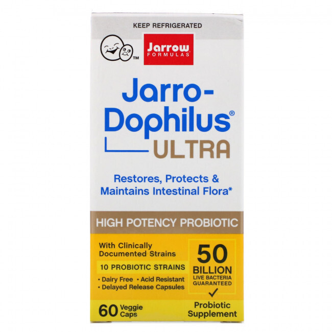 

Jarrow Formulas, Jarro-Dophilus Ultra, 50 миллиардов, 60 вегетарианских капсул