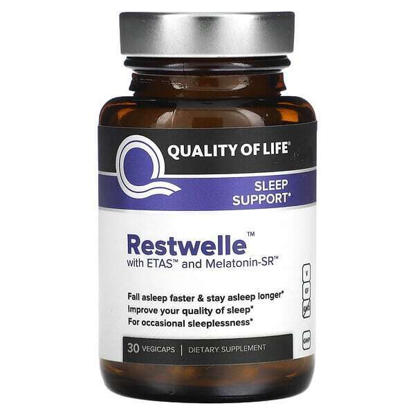 

Quality of Life Labs, Restwelle mit ETAS und Melatonin-SR, 30 pflanzliche Kapseln