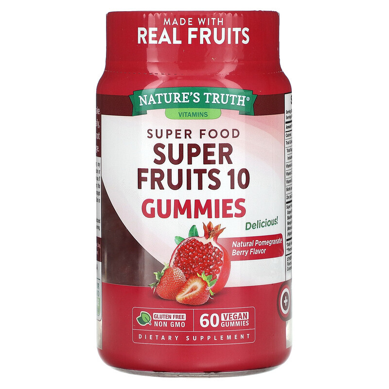 

Nature's Truth, Super Fruits 10 Fruchtgummis, natürliche Granatapfel-Beeren, 60 vegane Fruchtgummis