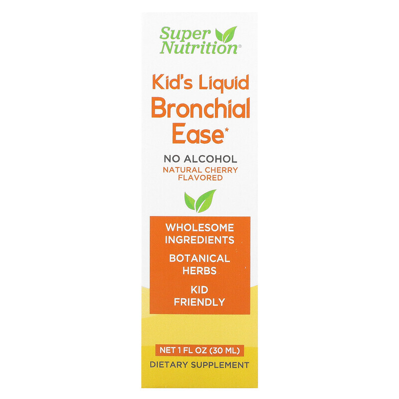 

Super Nutrition, Kid's Liquid Bronchial Ease, без спирта, вишня, 30 мл (1 жидк. унция)