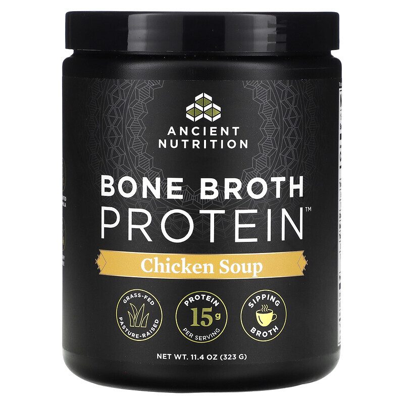 

Dr. Axe / Ancient Nutrition, Bone Broth Protein, куриный суп, 323 г (11,4 унции)