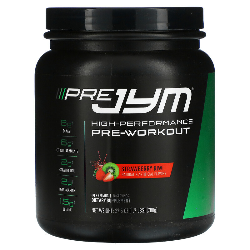 

JYM Supplement Science, Pre JYM, высокоэффективное средство перед тренировкой, клубника и киви, 780 г (1,7 фунта)