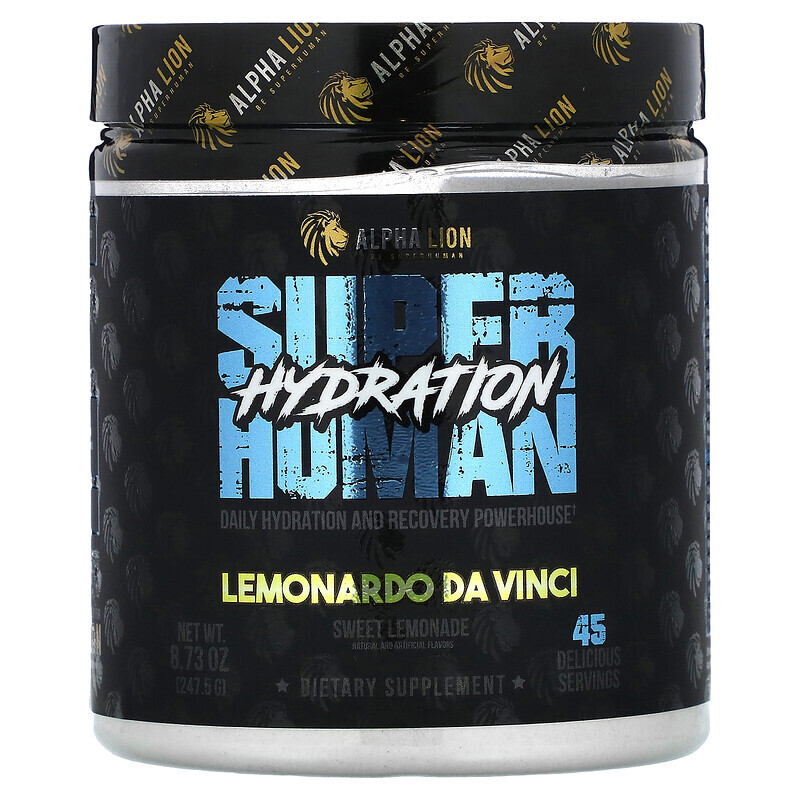 

ALPHA LION, SuperHuman Hydration, Lemonardo Da Vinci, сладкий лимонад, 247,5 г (8,73 унции)