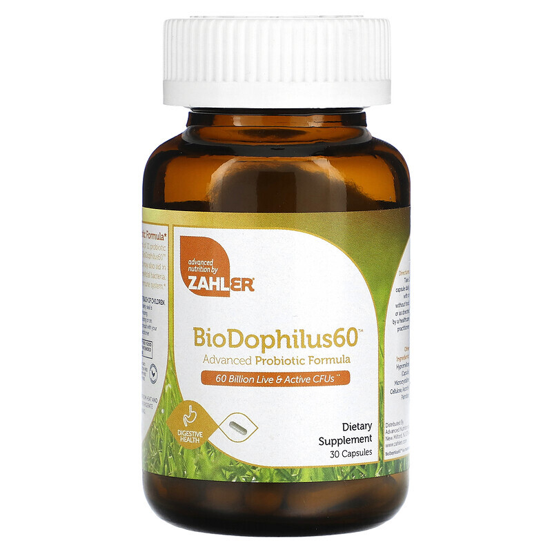 

Zahler, BioDophilus60, улучшенная формула с пробиотиками, 60 млрд КОЕ, 30 капсул