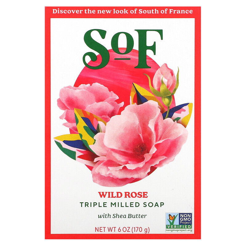 

South of France, Triple Milled Soap with Shea Butter, Wild Rose, 6 oz (170 g)