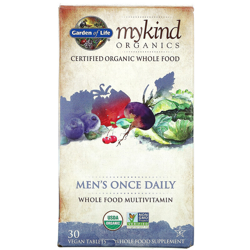 

Garden of Life, MyKind Organics, для мужчин, 1 раз в день, 30 веганских таблеток