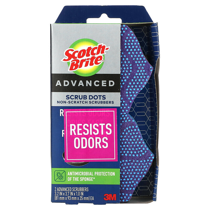 

Scotch-Brite, Advanced Scrub Dots, не царапающиеся скрубберы, 2 усовершенствованных скруббера