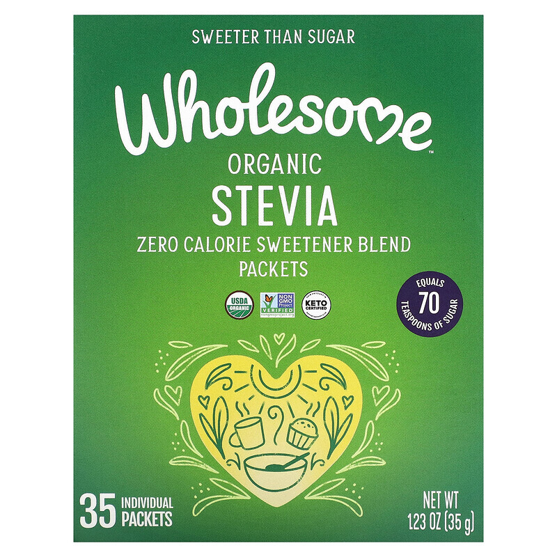 Wholesome Sweeteners, Органическая стевия, смесь подсластителей с нулевой калорийностью, 35 отдельных пакетов, 1,23 унции (35 г)