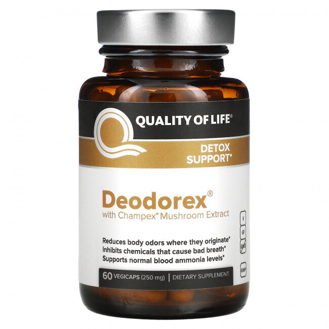 

Quality of Life Labs, Deodorex, с экстрактом грибов Champex, 250 мг, 60 вегетарианских капсул