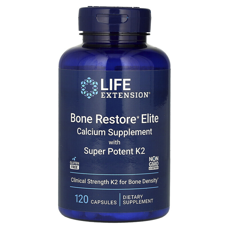 

Life Extension, Bone Restore Elite, со сверхмощным витамином K2, 120 капсул