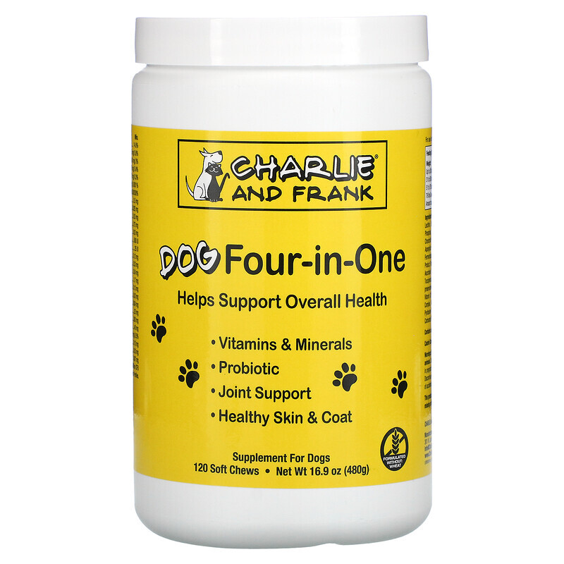 Charlie and Frank, Dog Four-in-One, 120 мягких жевательных таблеток