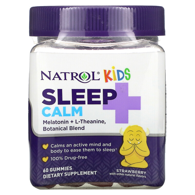 

Natrol, Kids, Sleep + Calm, для детей от 4 лет, со вкусом клубники, 60 жевательных таблеток