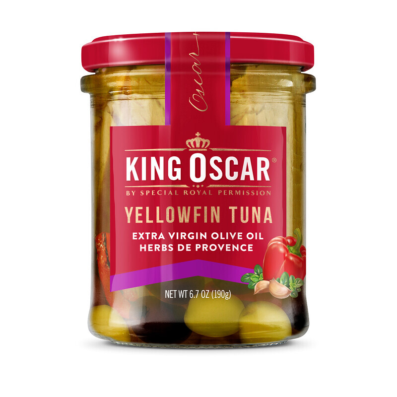 King Oscar, Желтоперый тунец, оливковое масло холодного отжима, прованские травы, 190 г (6,7 унции)