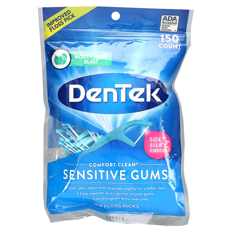 

DenTek, Comfort Clean Floss, зубная нить для чувствительных десен, жидкость для полоскания рта, 150 зубной нити