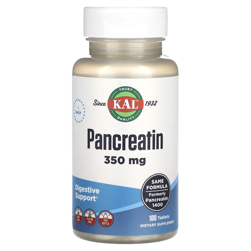 

KAL, Pancreatin, 350 mg, 100 Tablets