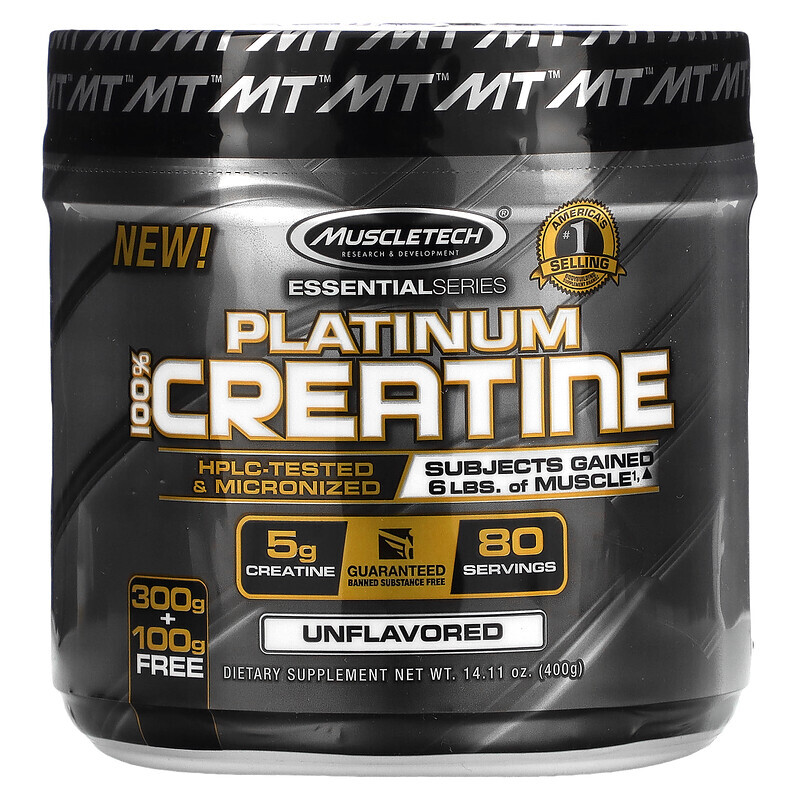 

MuscleTech, Essential Series, Platinum 100% Creatine, Unflavored, 14.11 oz (400 g)