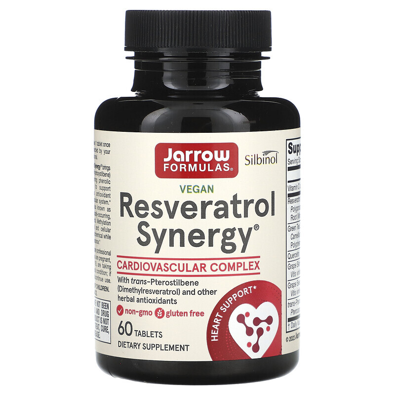 

Jarrow Formulas, Resveratrol Synergy, ресвератрол, 60 таблеток