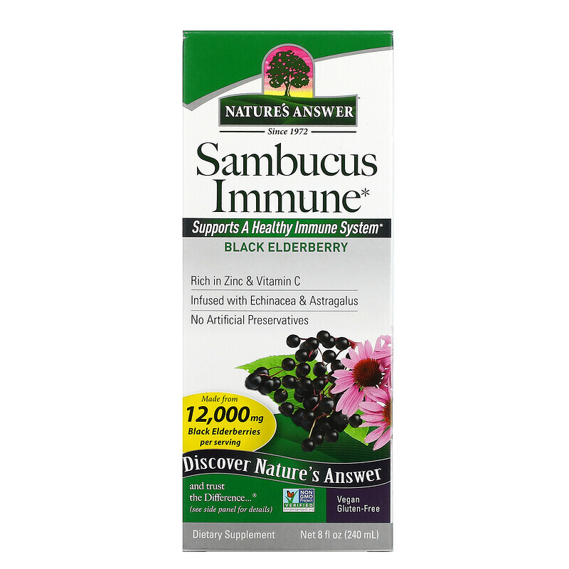 

Nature's Answer, Sambucus Immune, черная бузина, 12 000 мг, 240 мл (8 жидк. унций)