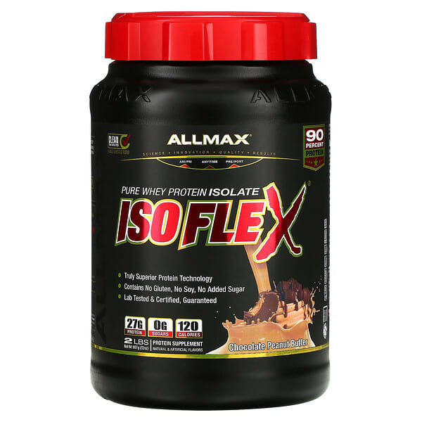 

ALLMAX, Isoflex, Pure Whey Protein Isolate, Chocolate Peanut Butter, 2 lbs (907 g)