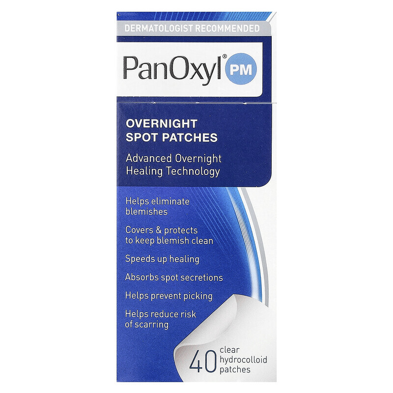 

PanOxyl, Ночные точечные пластыри, 40 прозрачных пластырей