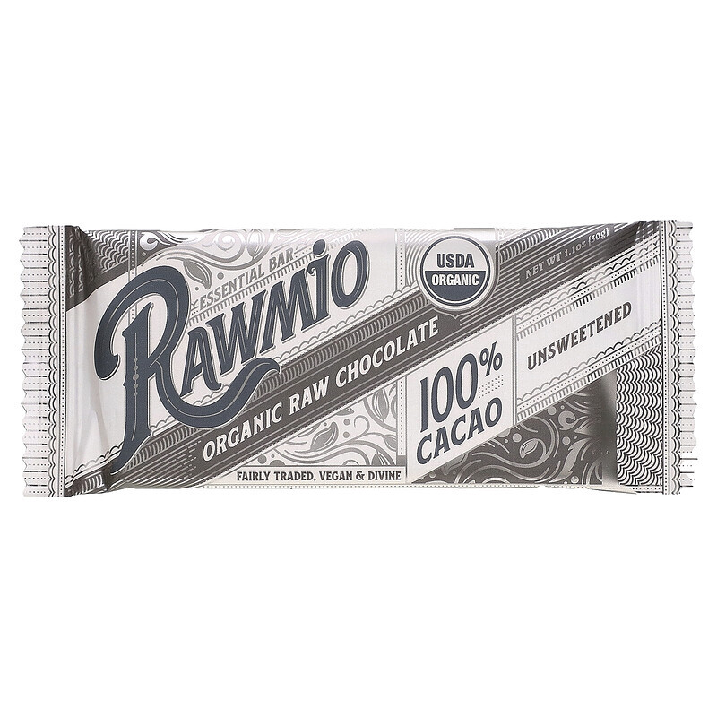 

Rawmio, Essential Bar, органический необработанный шоколад, 100% какао, несладкий, 30 г (1,1 унции)