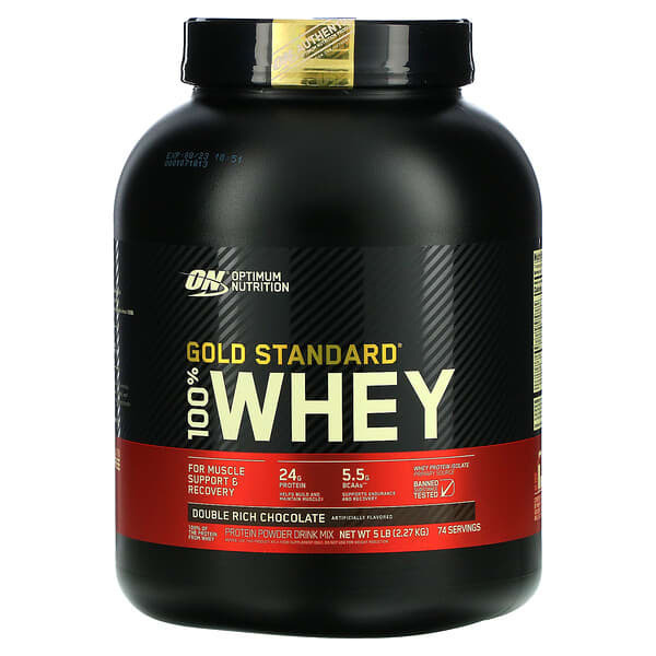 

Optimum Nutrition, Gold Standard 100% Whey, Double Rich Chocolate, 5 lbs (2.27 kg)