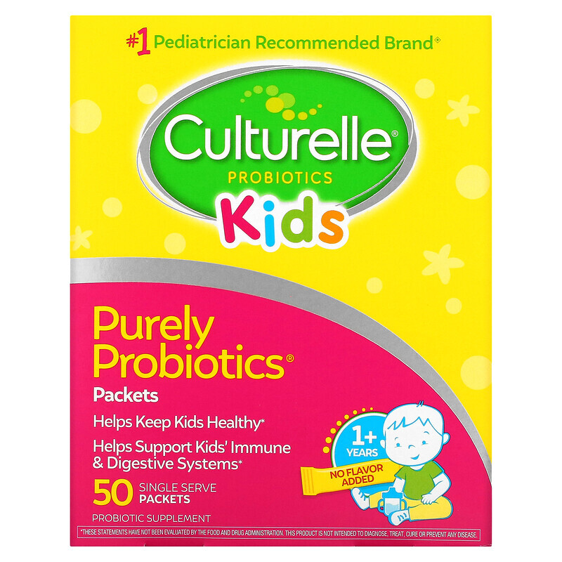 

Culturelle, Kids, чистые пробиотики, от 1 года, без ароматизаторов, 50 порционных пакетиков