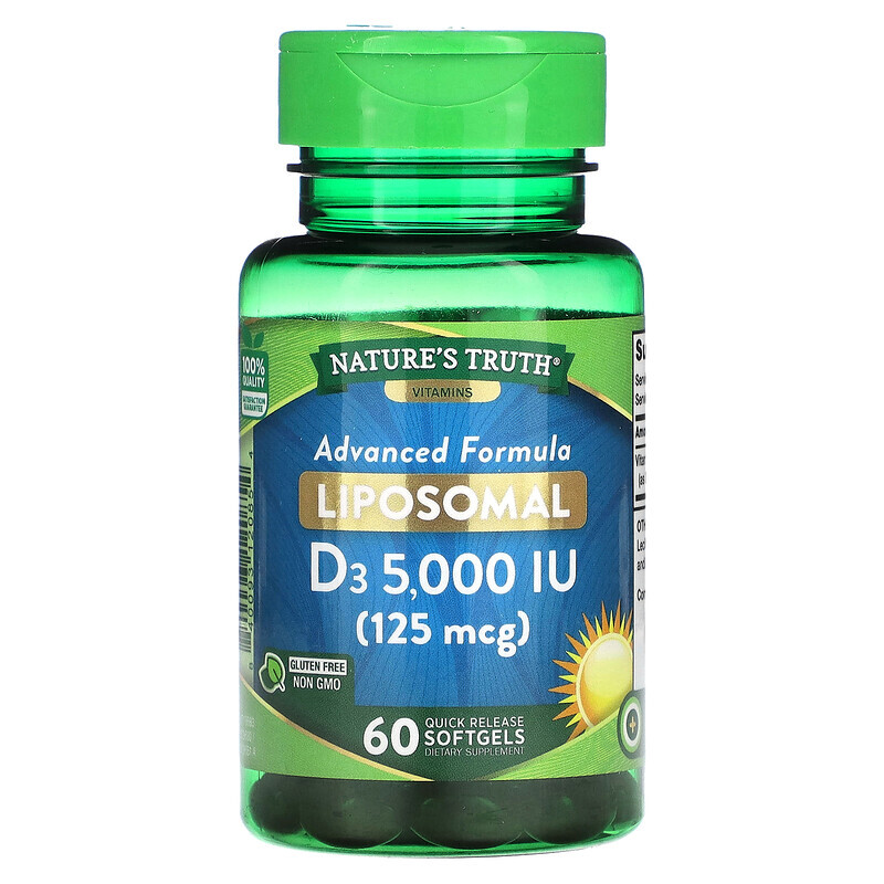 

Nature's Truth, Liposomal D3, Advanced Formula, 125 mcg (5,000 IU), 60 Quick Release Softgels