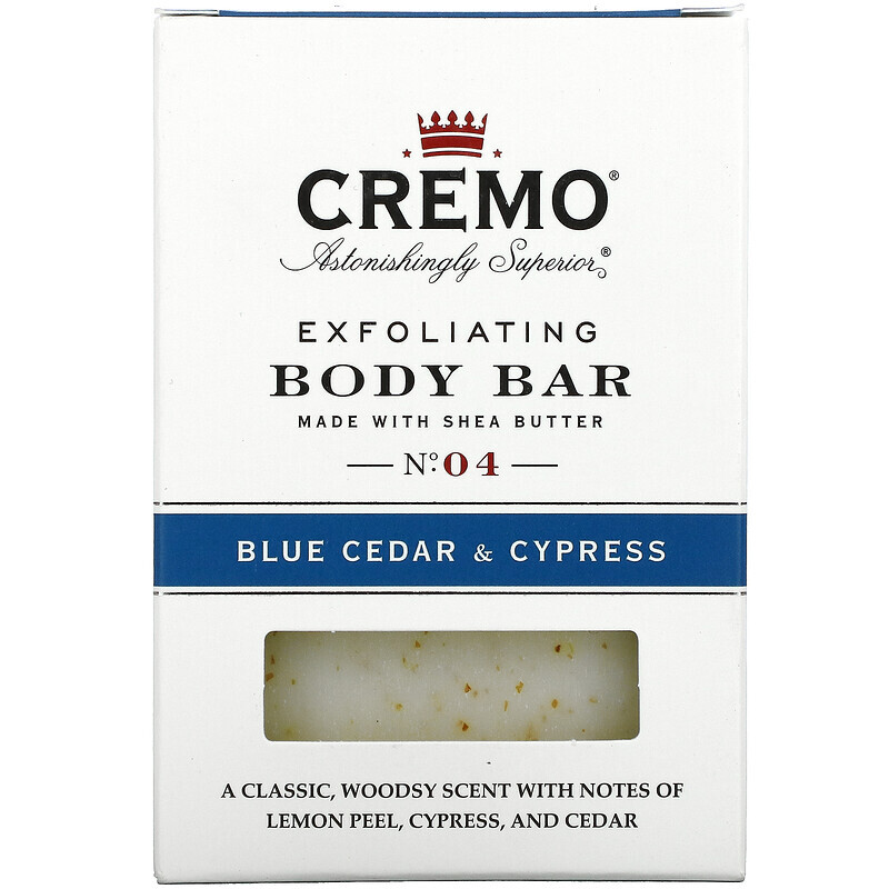 

Cremo, Exfoliating Body Bar, No. 4, Blue Cedar & Cypress, 6 oz (170 g)