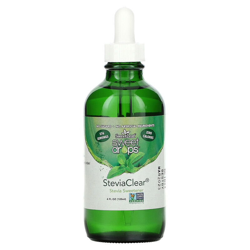 

Wisdom Natural, SweetLeaf, Sweet Drops, подсластитель из стевии, SteviaClear, 120 мл (4 жидк. унции)