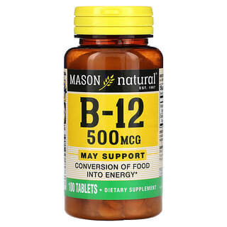 

Mason Natural, B-12, 500 mcg, 100 Tablets