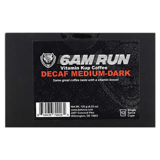 

6AM Run, Vitamin Kup Coffee, Medium-Dark, Decaf, 12 Single Serve Cups, 4.23 oz (120 g)