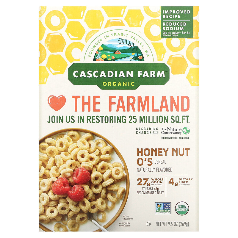 Cascadian Farm, Органические, кружочки медового ореха, 269 г (9,5 унций)