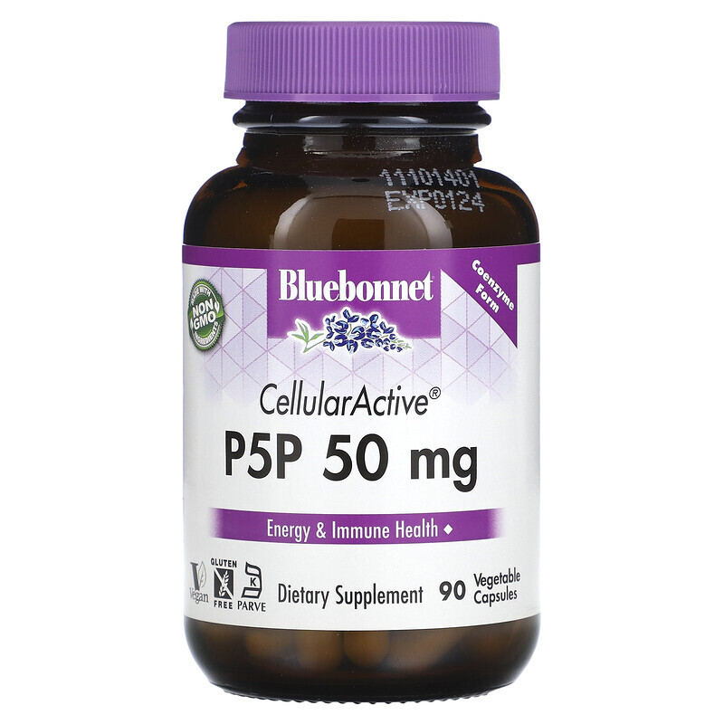 

Bluebonnet Nutrition, CellularActive P-5-P, 50 мг, 90 растительных капсул